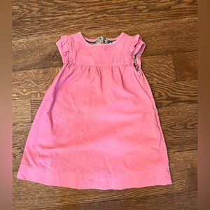 Mini Boden Size 5-6T pink corduroy ruffle sleeve dress